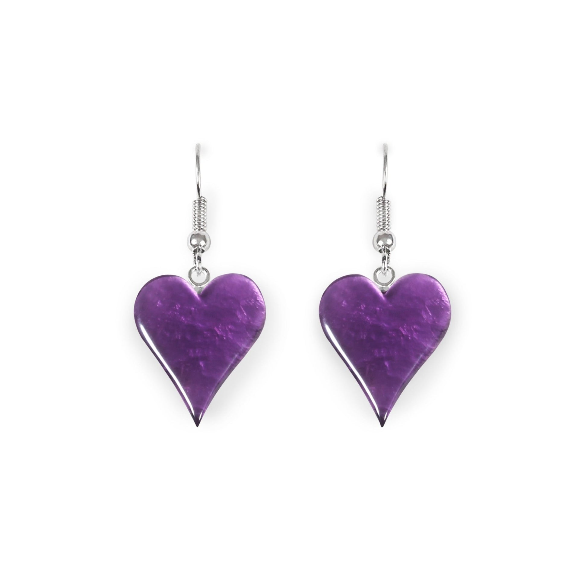 Purple Cupid Shiny Fish Hook Earrings | The Jewellery Stop