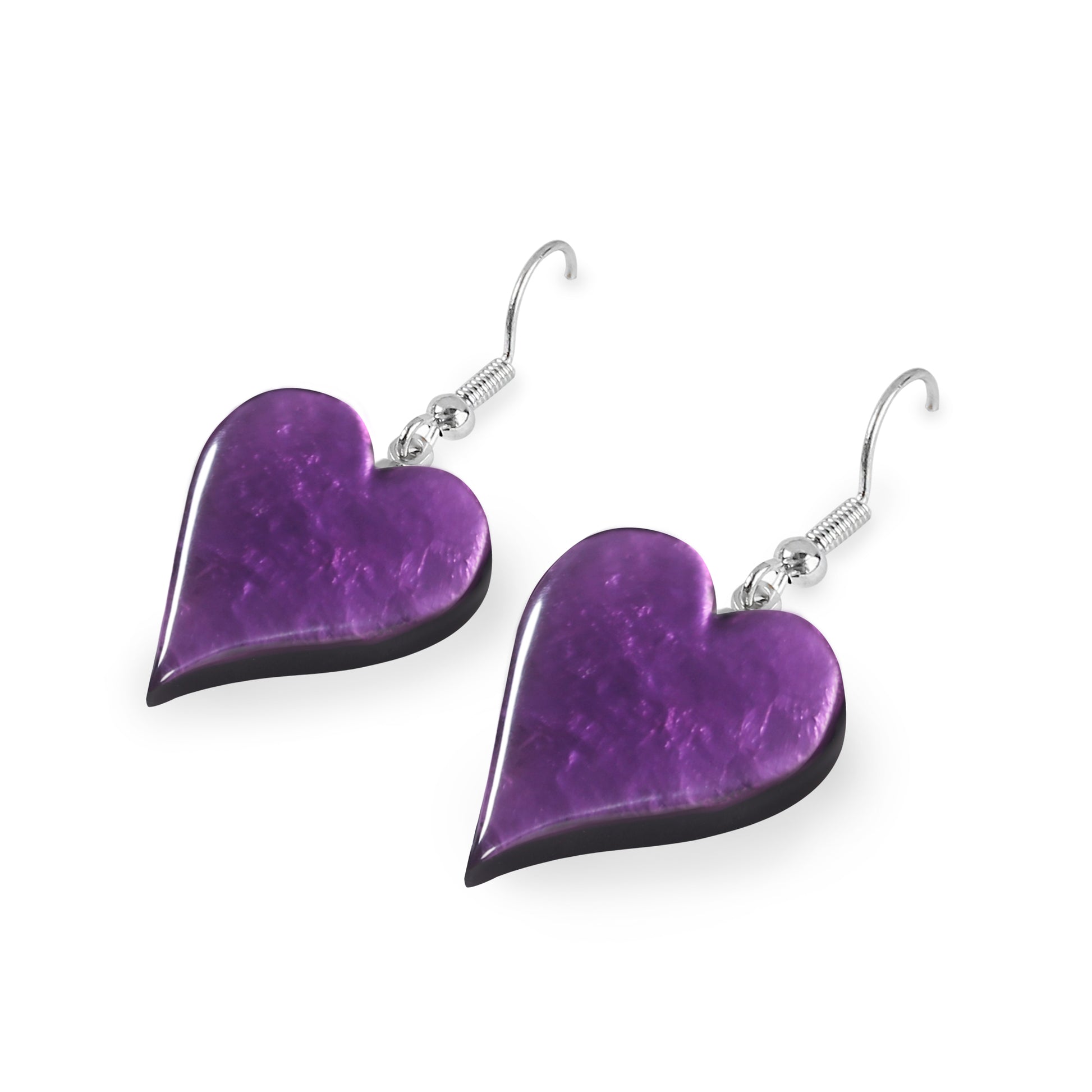 Purple Cupid Shiny Fish Hook Earrings