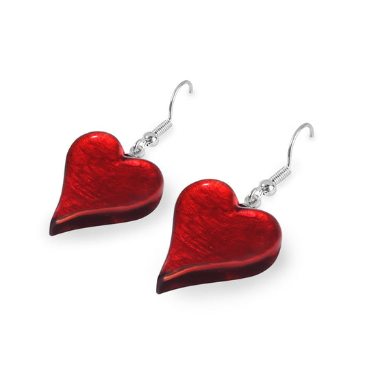 Red Cupid Shiny Fish Hook Earrings | The Jewellery Stop