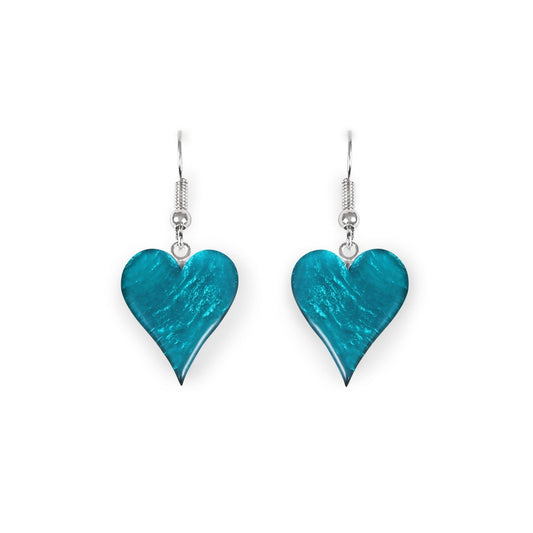 Teal Cupid Shiny Fish Hook Earrings | The Jewellery Stop