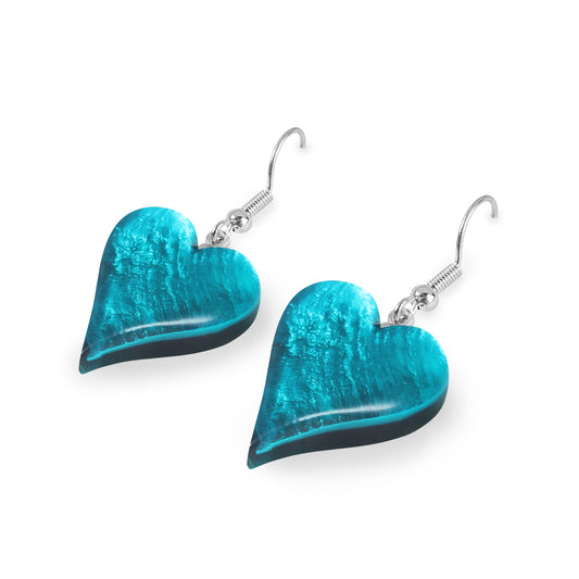 Teal Cupid Shiny Fish Hook Earrings