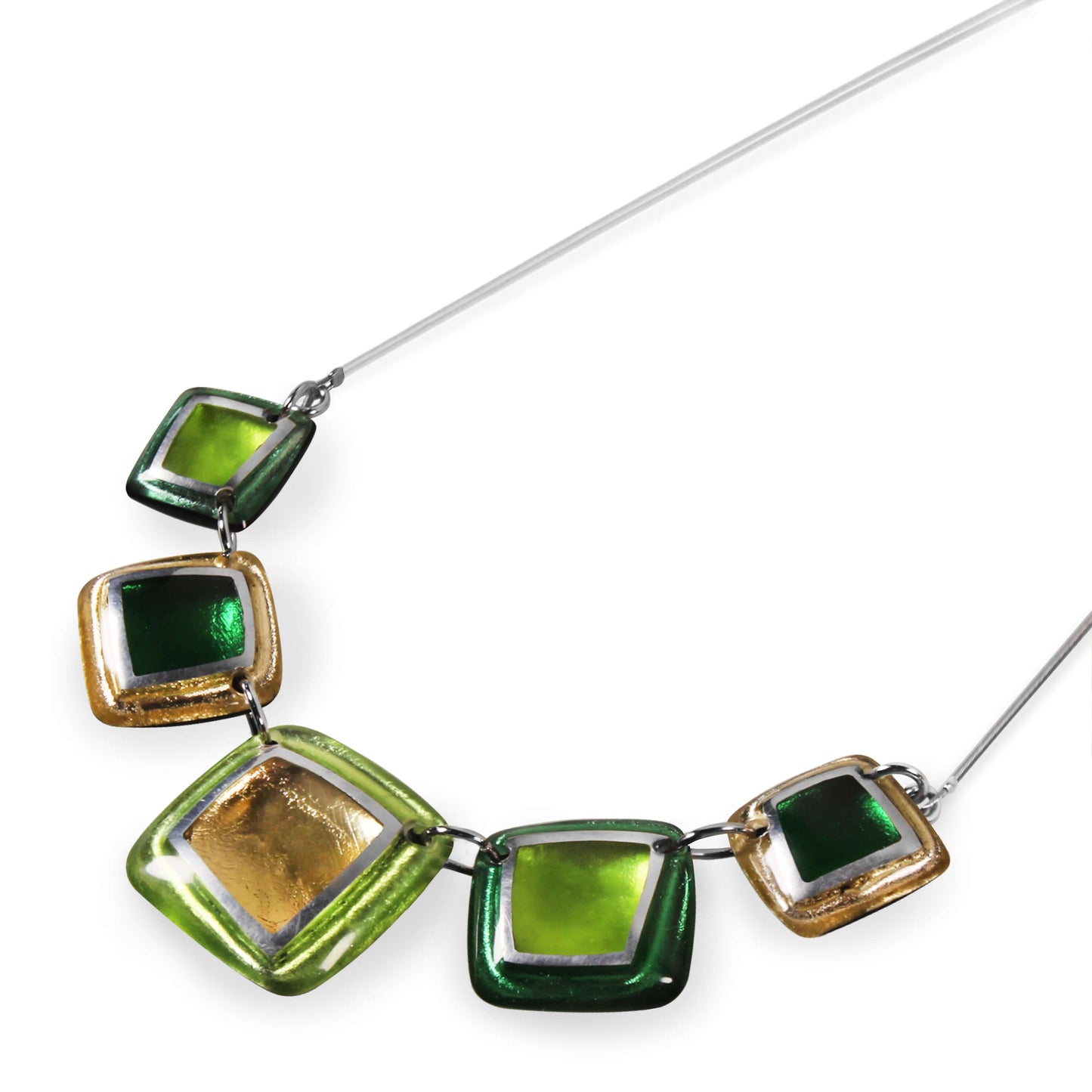 Kiwi Irregular Squares Shiny Necklace