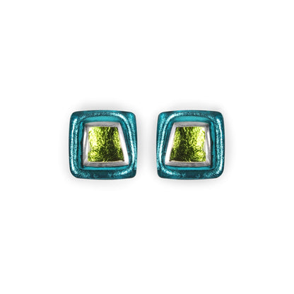 Seaweed Irregular Squares Shiny Stud Earrings | The Jewellery Stop