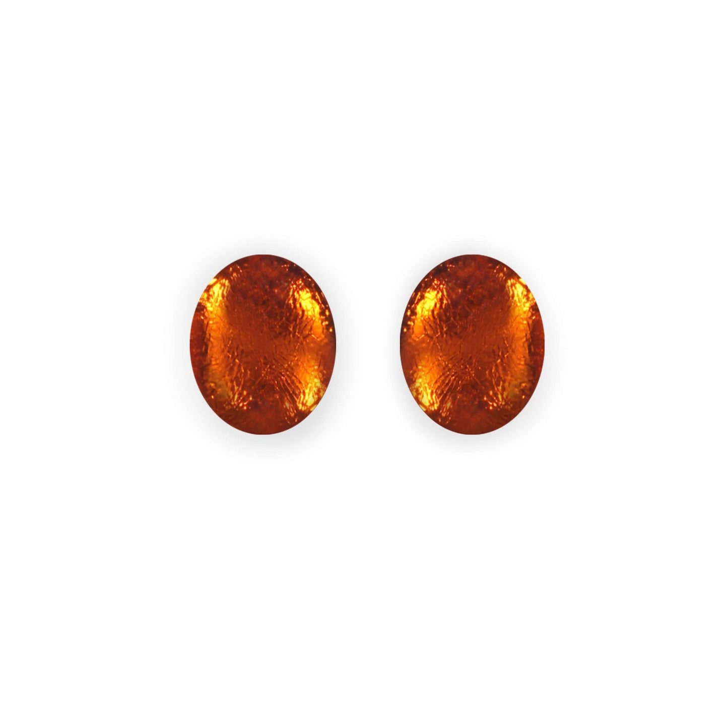 Orange Oval Echo Shiny Stud Earrings | The Jewellery Stop