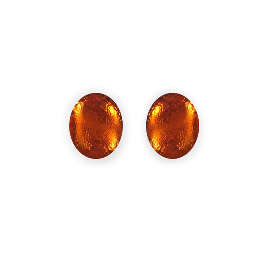 Orange Oval Echo Shiny Stud Earrings | The Jewellery Stop