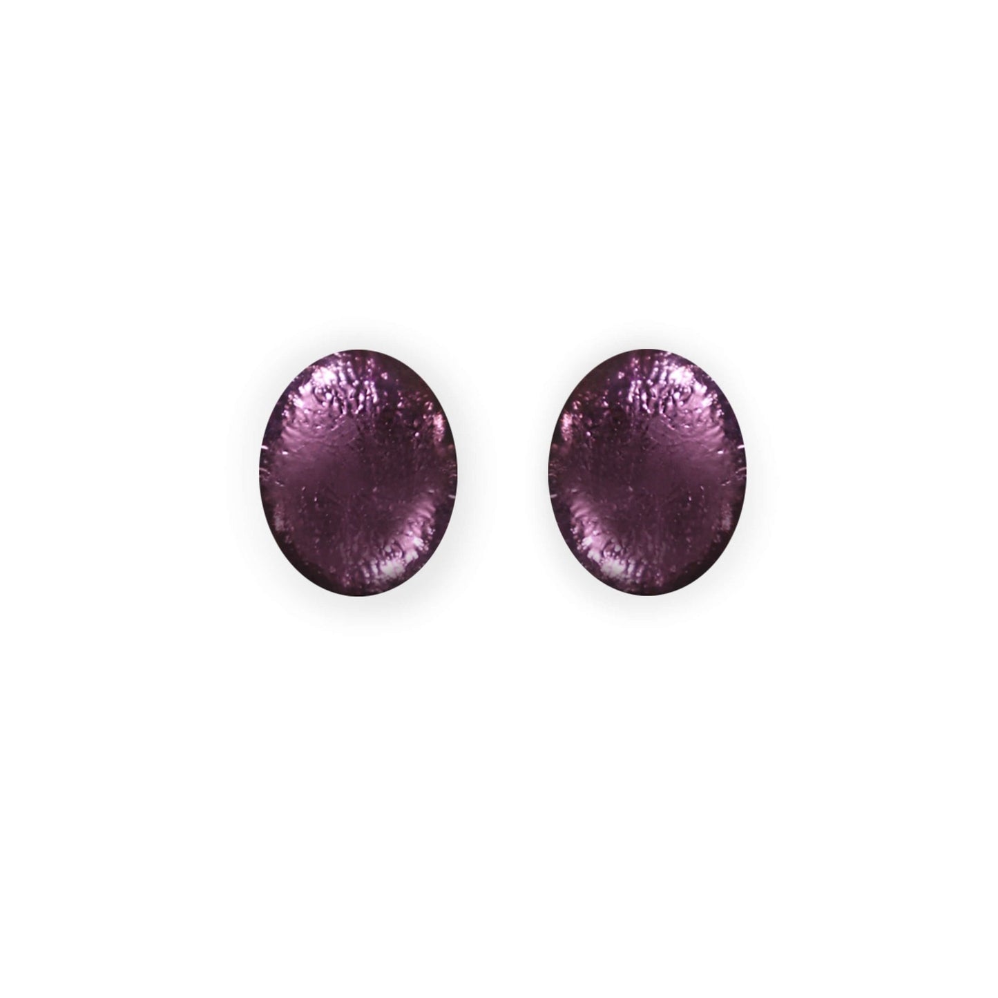 Purple Oval Echo Shiny Stud Earrings | The Jewellery Stop