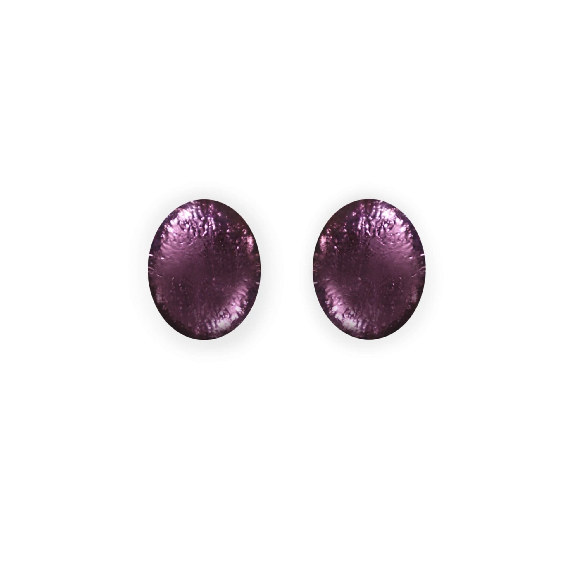 Purple Oval Echo Shiny Stud Earrings | The Jewellery Stop