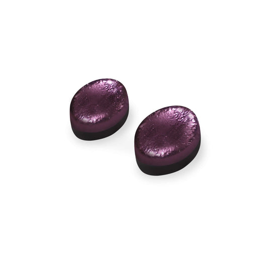 Purple Oval Echo Shiny Stud Earrings | The Jewellery Stop