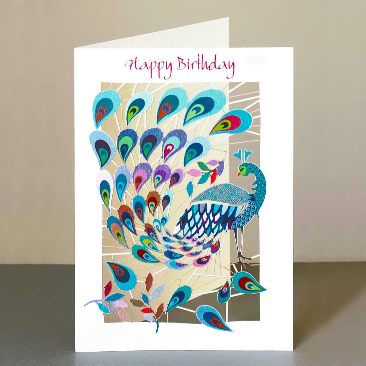 Happy Birthday Peacock Greeting Card | The Jewellery Stop