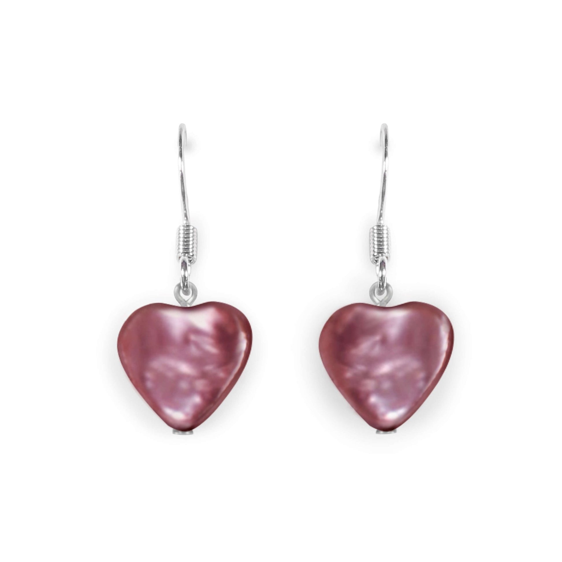 Rose Freshwater Pearl Heart Fish Hook Earrings | The Jewellery Stop