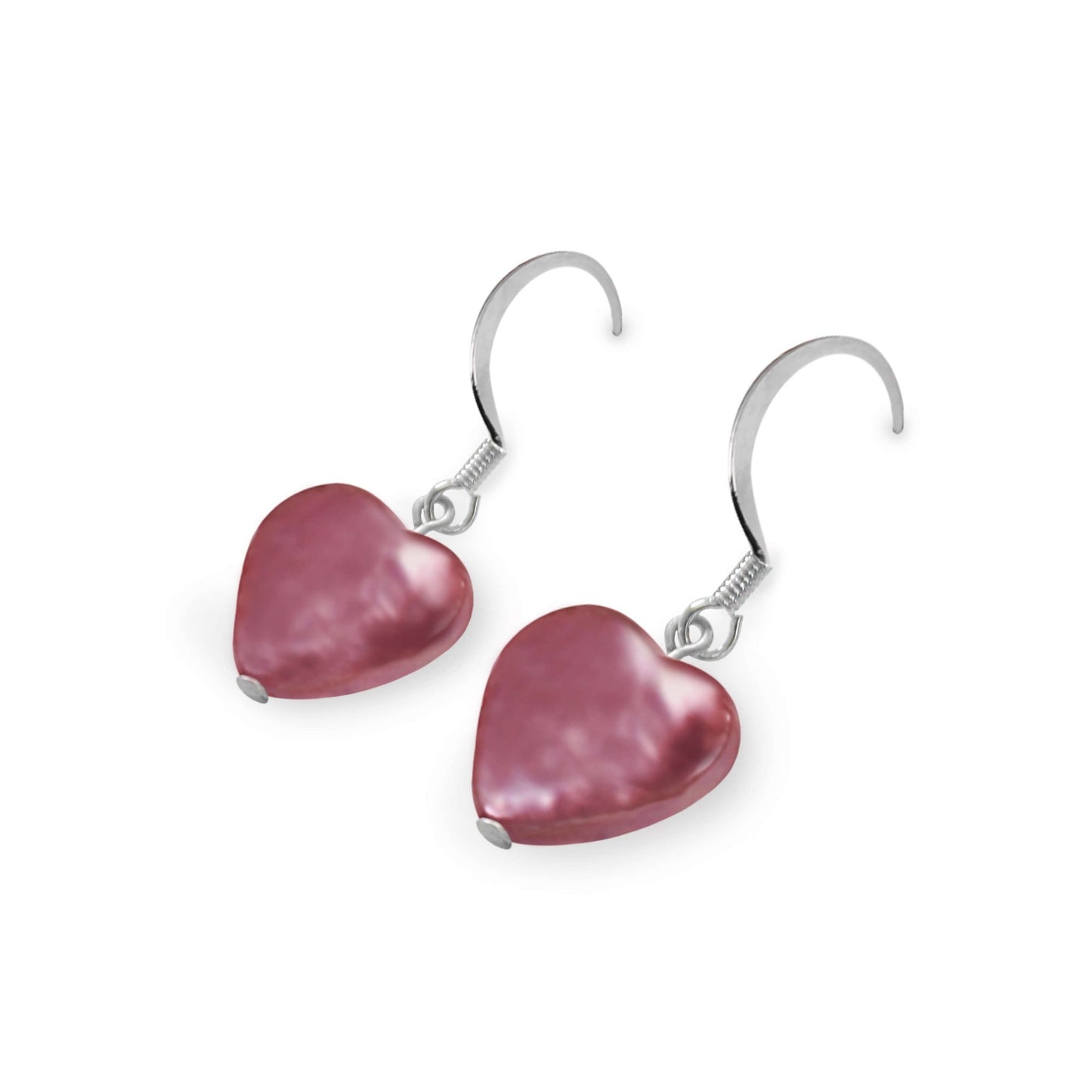 Rose Freshwater Pearl Heart Fish Hook Earrings | The Jewellery Stop
