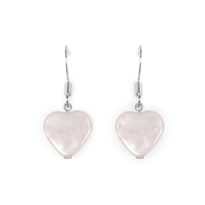 White Freshwater Pearl Heart Fish Hook Earrings | The Jewellery Stop