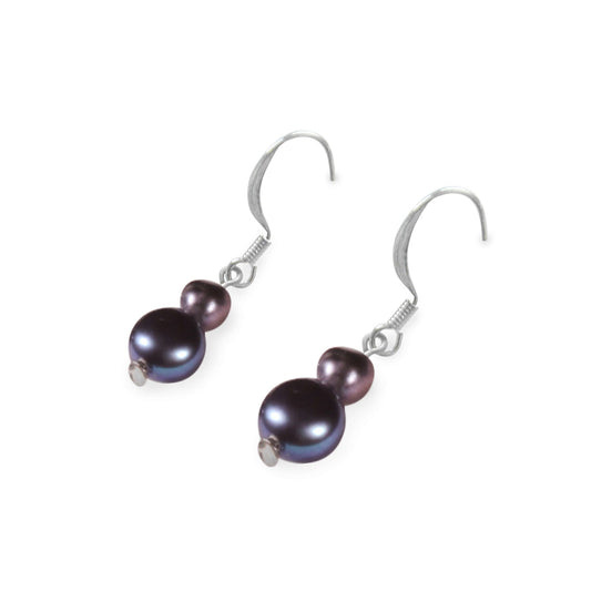 Peacock Freshwater Pearl Double Nugget Fish Hook Earrings | The Jewellery Stop