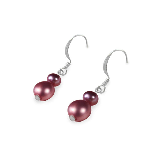 Rose Freshwater Pearl Double Nugget Fish Hook Earrings | The Jewellery Stop