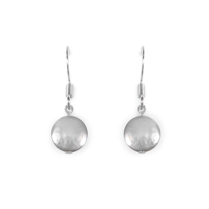 Silver Freshwater Coin Pearl Fish Hook Earrings | The Jewellery Stop