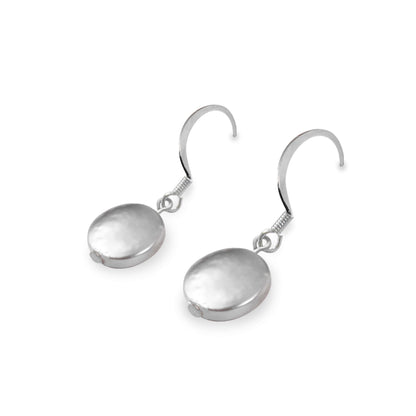 Silver Freshwater Coin Pearl Fish Hook Earrings | The Jewellery Stop