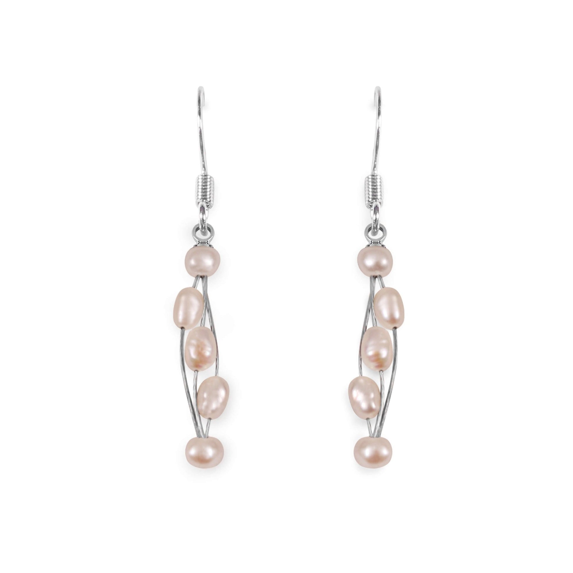 White Freshwater Pearl Floating Fish Hook Earrings | The Jewellery Stop