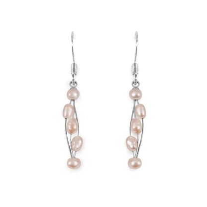 White Freshwater Pearl Floating Fish Hook Earrings | The Jewellery Stop