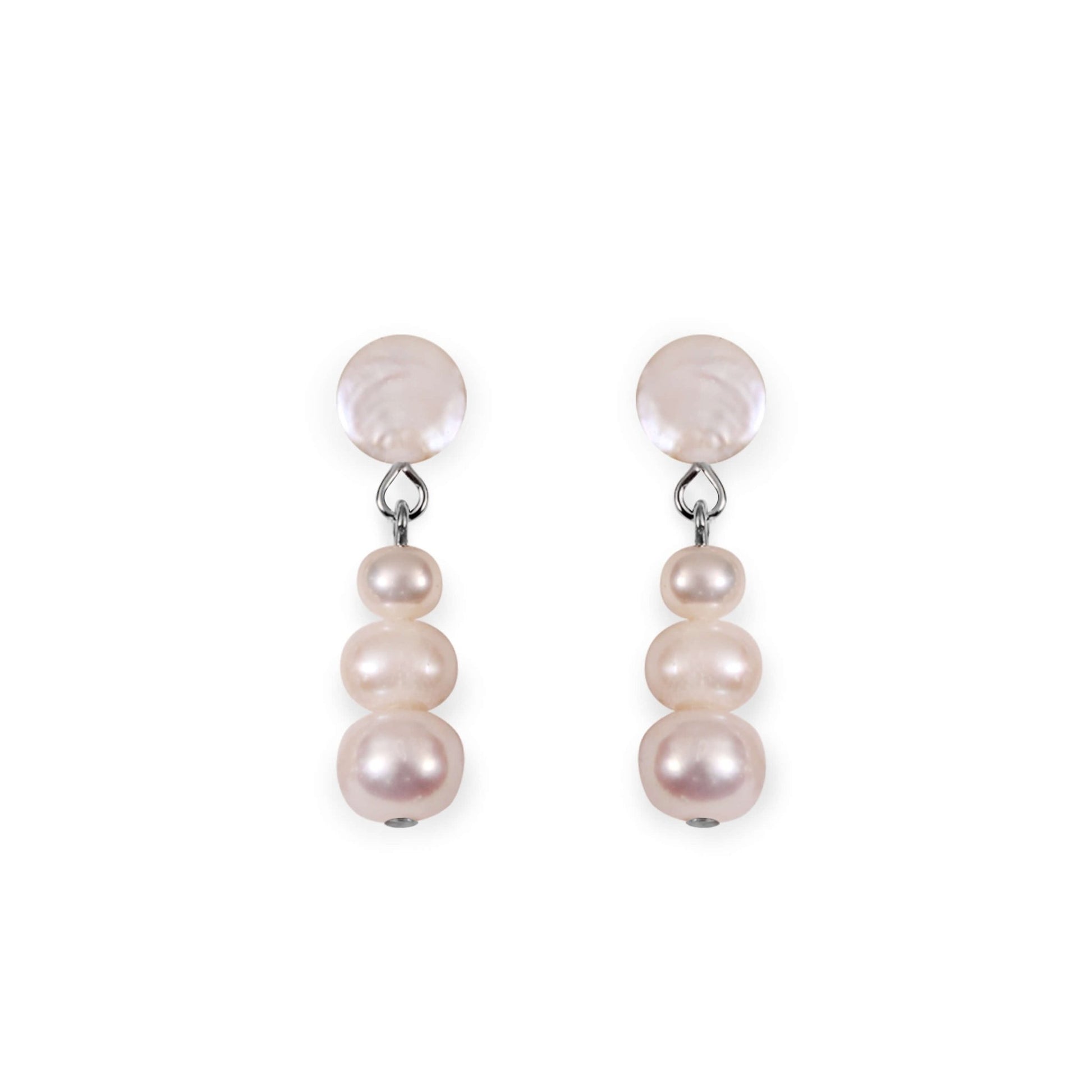 White Freshwater Pearl Drop Stud Earrings | The Jewellery Stop