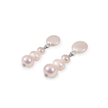 White Freshwater Pearl Drop Stud Earrings | The Jewellery Stop