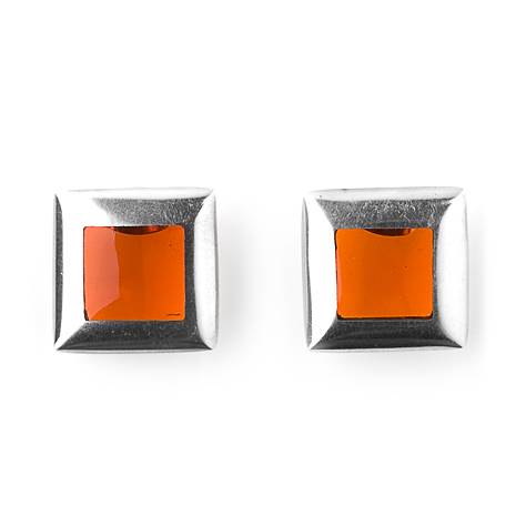 Orange Cushion Cube Stud Earrings | The Jewellery Stop