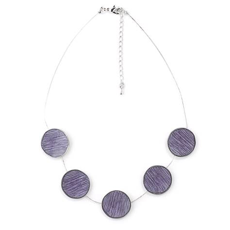 Purple Scratched Pewter Necklace