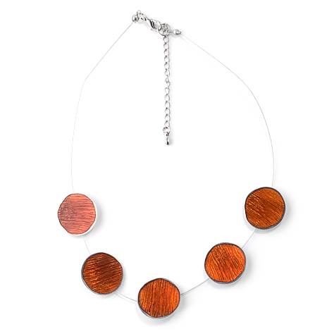 Red Scratched Pewter Necklace