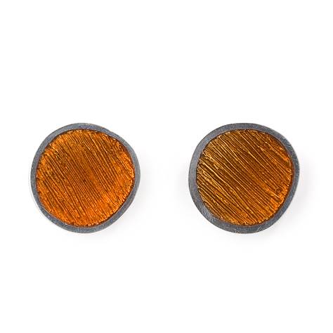 Orange Scratched Pewter Stud Earrings | The Jewellery Stop