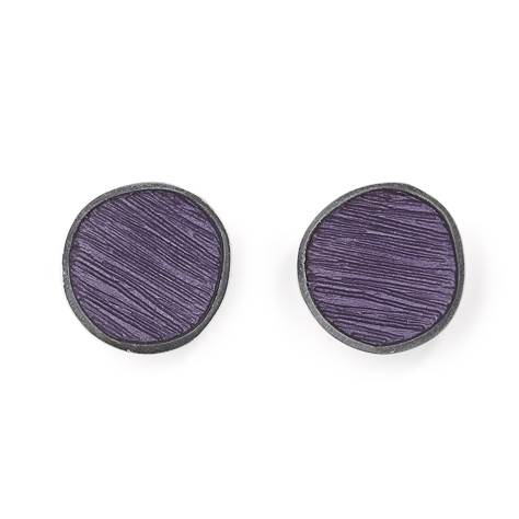 Purple Scratched Pewter Stud Earrings | The Jewellery Stop