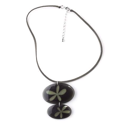 Olive Flower Oval Inlay Pendant | The Jewellery Stop