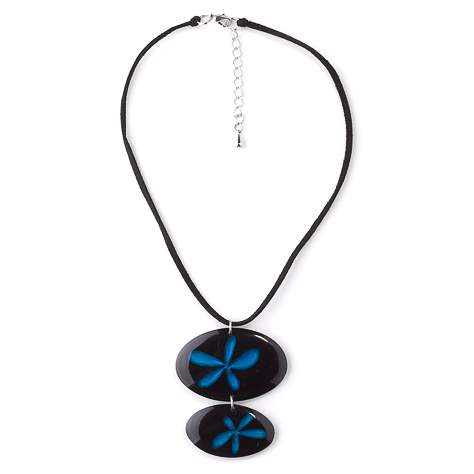 Turquoise Flower Oval Inlay Pendant | The Jewellery Stop