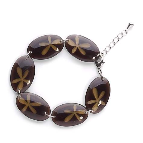 Brown Flower Oval Inlay Bracelet | The Jewellery Stop