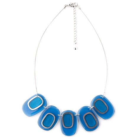Blue Retro Oblong Necklace | The Jewellery Stop