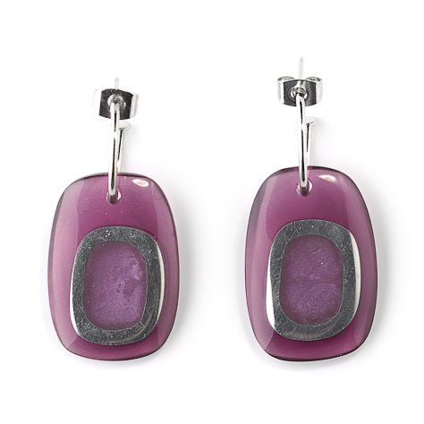 Purple Retro Oblong Creole Earrings | The Jewellery Stop