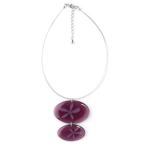 Purple Rice Flower Double Drop Pendant on Wire | The Jewellery Stop