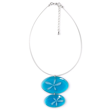 Turquoise Rice Flower Double Drop Pendant on Wire