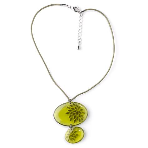 Lime Rice Flower Double Drop Pendant on Cord