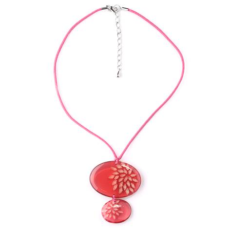 Pink Rice Flower Double Drop Pendant on Cord | The Jewellery Stop