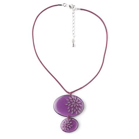 Purple Rice Flower Double Drop Pendant on Cord | The Jewellery Stop