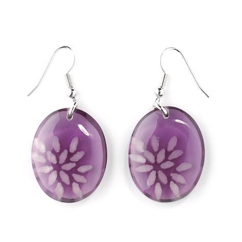 Purple Rice Flower Fish Hook Earrings | The Jewellery Stop