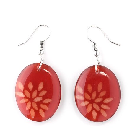 Red Rice Flower Fish Hook Earrings | The Jewellery Stop