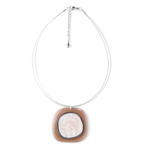 Brown Two Tone Off Square Pendant | The Jewellery Stop