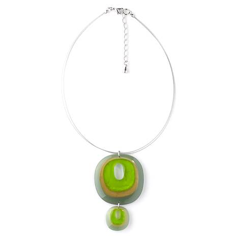 Lime Square With Hole Double Pendant | The Jewellery Stop
