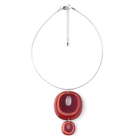 Red Square With Hole Double Pendant