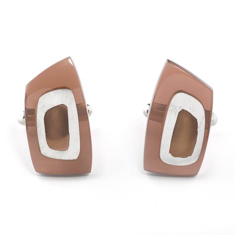 Brown Abstract Rectangle Cufflinks | The Jewellery Stop