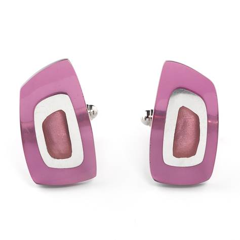 Pink Abstract Rectangle Cufflinks