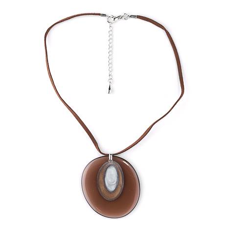 Brown Pebble Eye Reversible Oval Pendant | The Jewellery Stop
