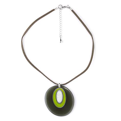 Green Pebble Eye Reversible Oval Pendant
