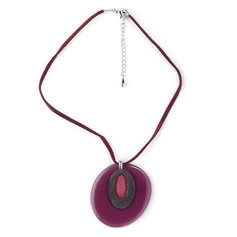 Plum Pebble Eye Reversible Oval Pendant | The Jewellery Stop