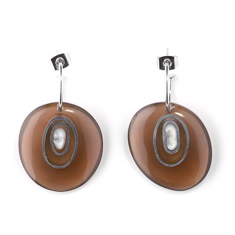 Brown Pebble Eye Reversible Oval Creole Earrings | The Jewellery Stop